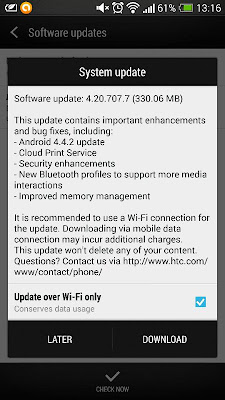 HTC One KitKat update