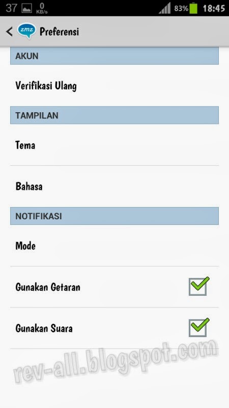 Pengaturan eZeMeZ - aplikasi untuk sms gratis dengan internet via android (rev-all.blogspot.com)