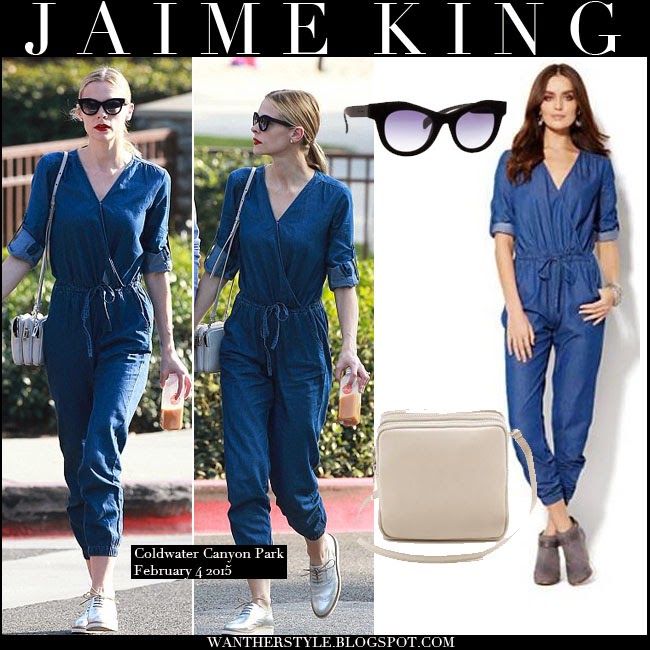 WHAT SHE WORE: Jaime King in blue denim jumpsuit at Coldwater Canyon