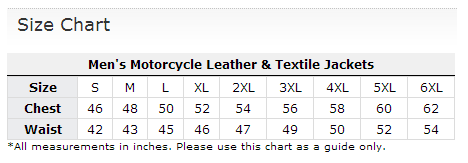 Leatherup Size Chart