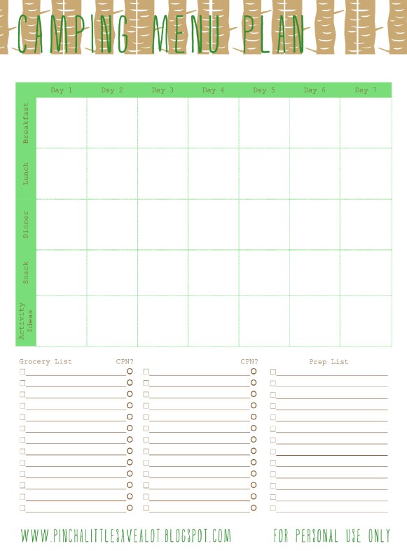 printable camping checklist