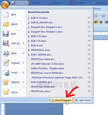 Klik Word Options..
