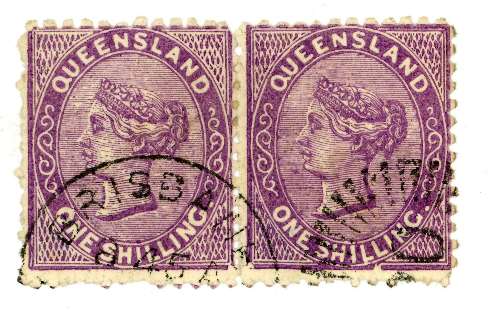 QUEENSLAND 1st SIDEFACE STAMPS 1878/9 1 shilling Queensland postally used