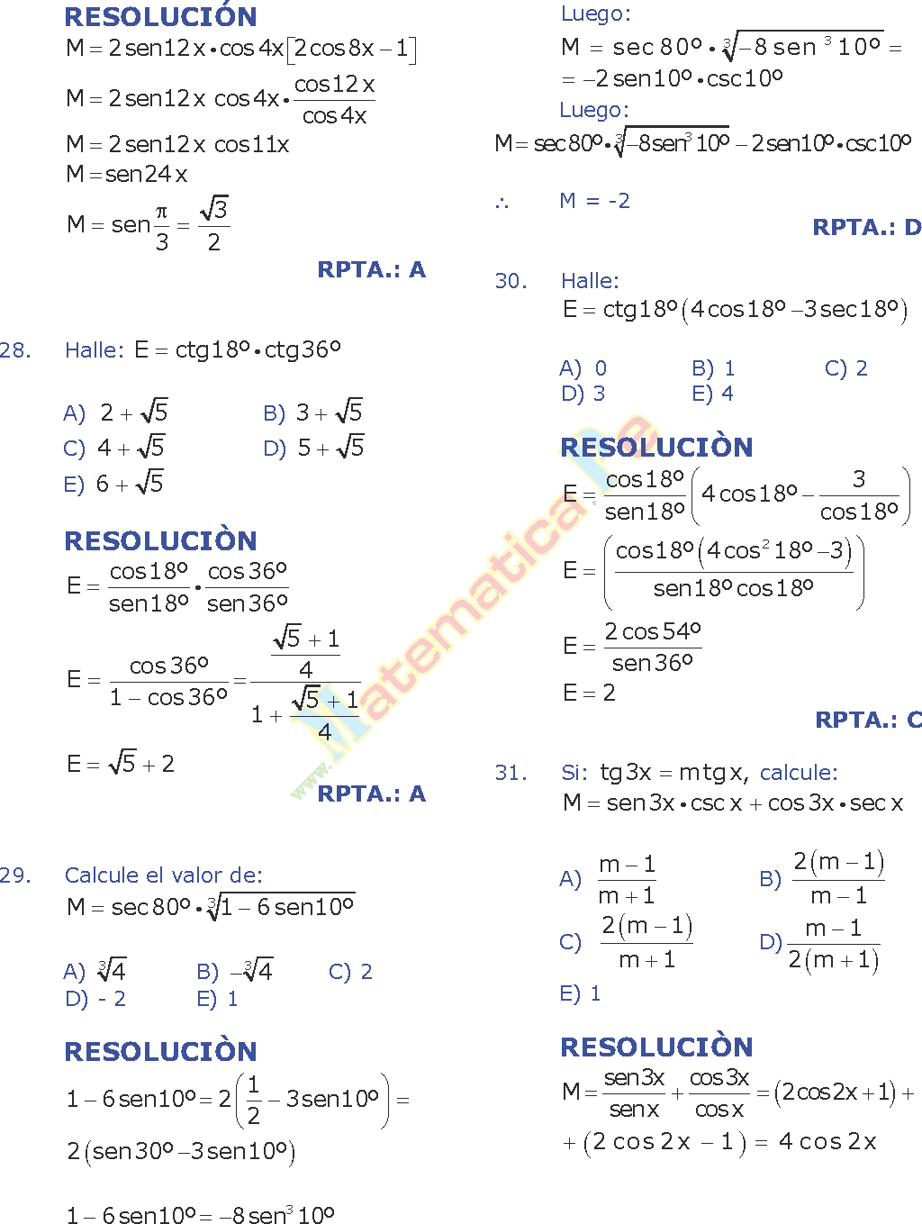 Ejercicios y problemas resueltos de funciones reales - Vitutor