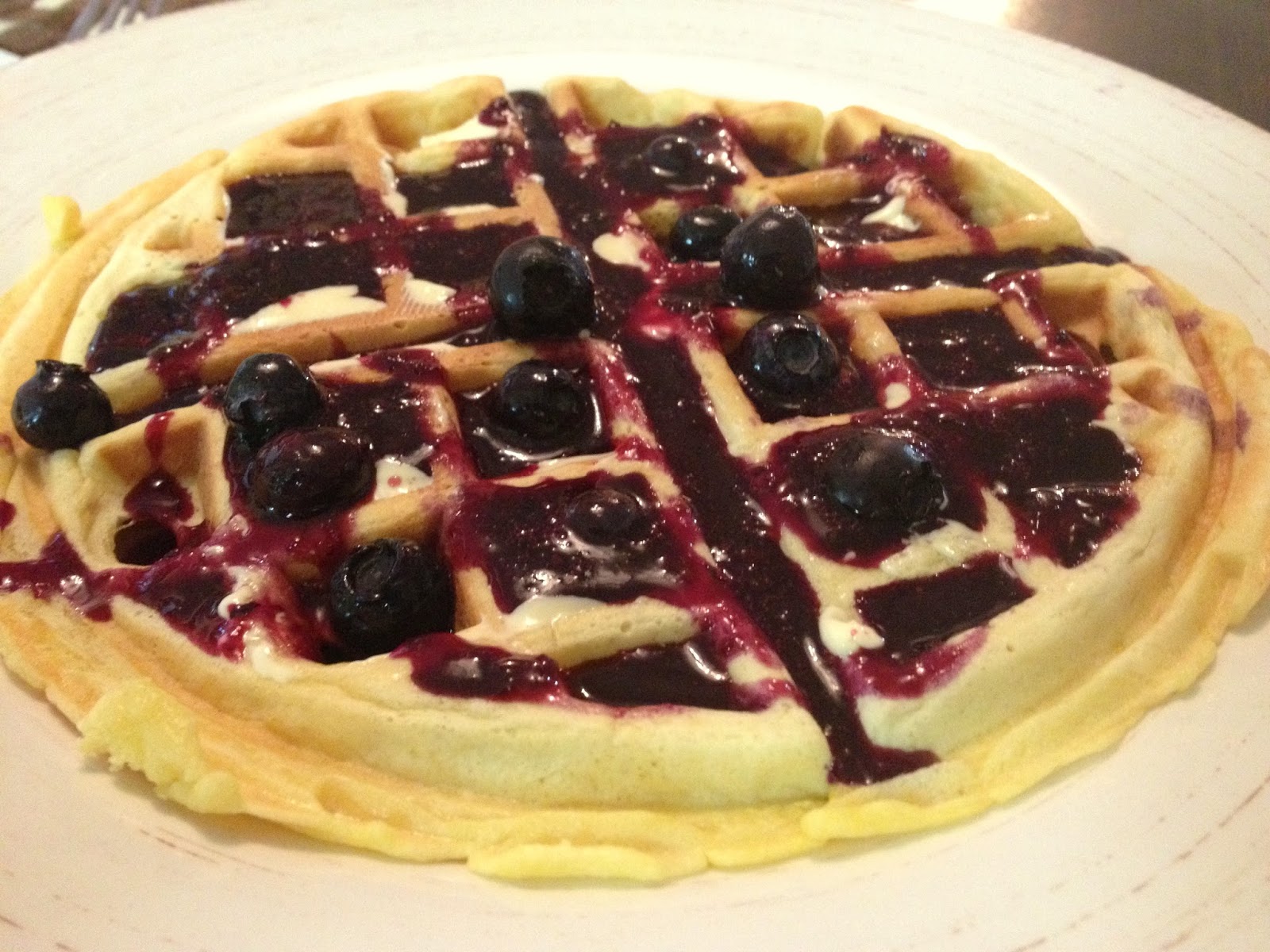 KitchenJoy Lemon Belgian Waffles {with Blueberry Syrup}