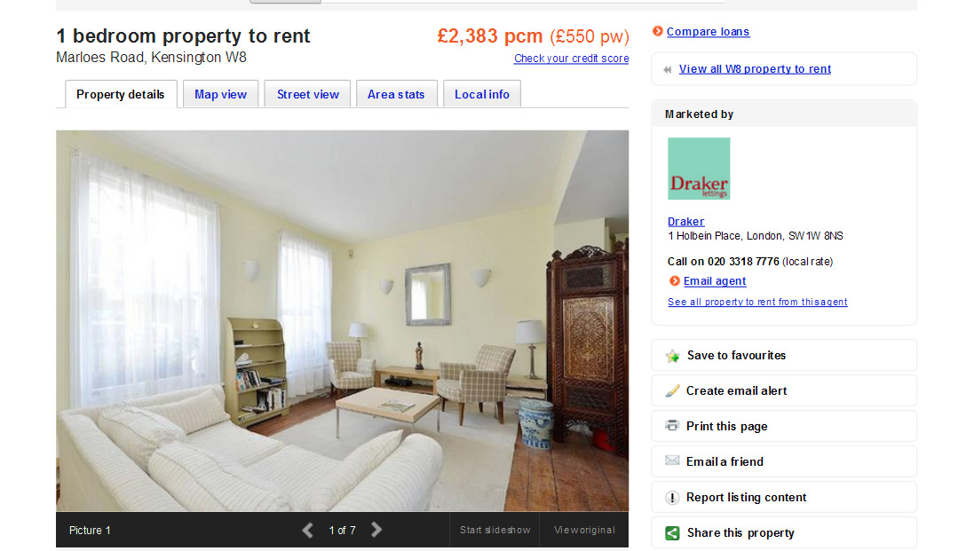 EUR600 1 bedroom house for rent — Kensington, London (London) / vorkassebetrug fraud scam