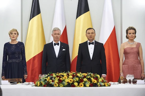 First Lady Agata Kornhauser-Duda and King Philippe of Belgium and Polish President Andrzej Duda and Queen Mathilde of Belgium