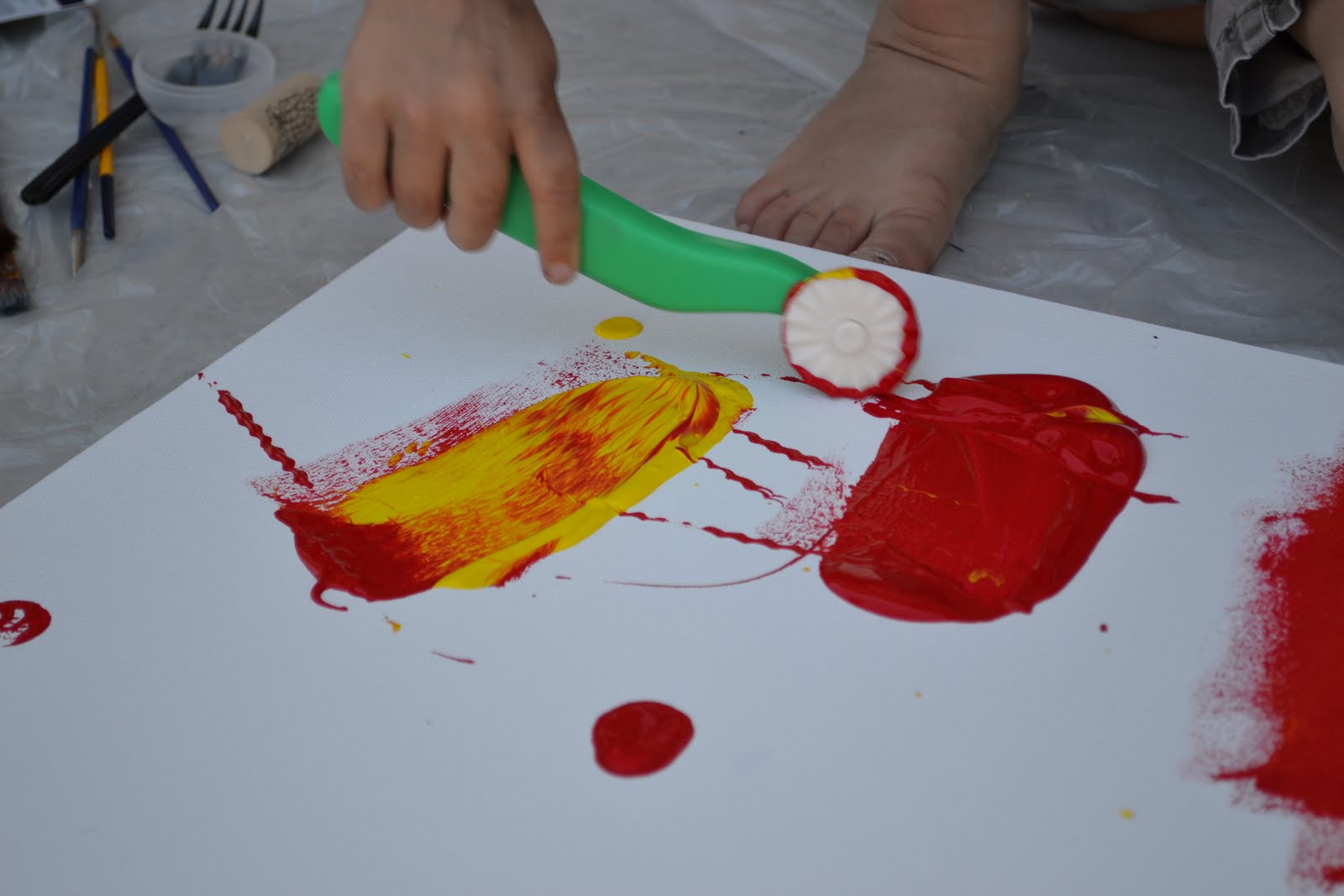 Messy Kids Canvas Painting Exploration