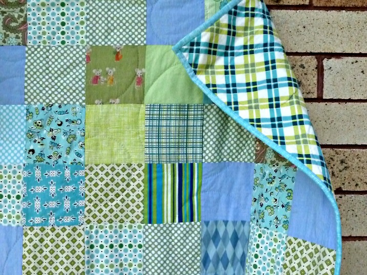Milly Made It. Blue and Green Baby Quilt Done