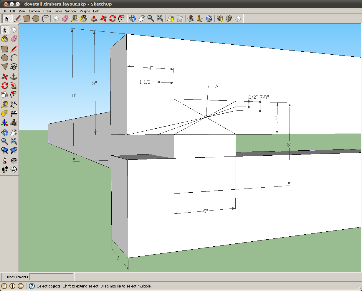 Rock Dove Farm half dovetail timber joint layout