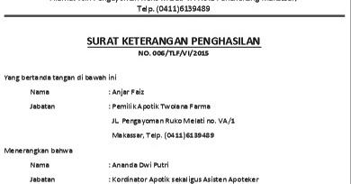 Contoh Slip Gaji Apotek Contoh Jel