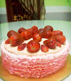 Chocolate cake with strawberry filling & cream cheese frosting