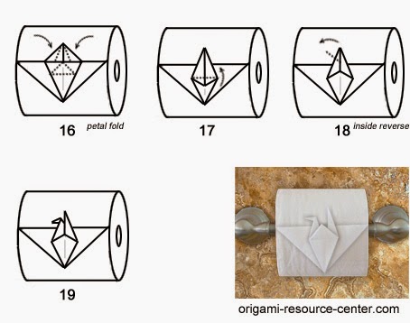 Оригами "Птица" из туалетной бумаги