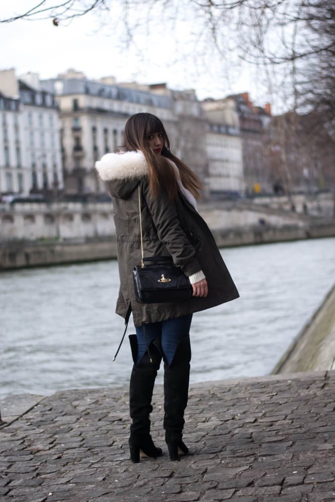 Streetstyle, Look, Lookbook, chic parisian style, how to wear a parka, fur, meet me in paree