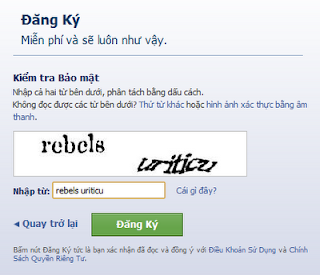 Mã bảo mật khi đăng ký facebook mới Mã bảo mật khi đăng ký facebook mới