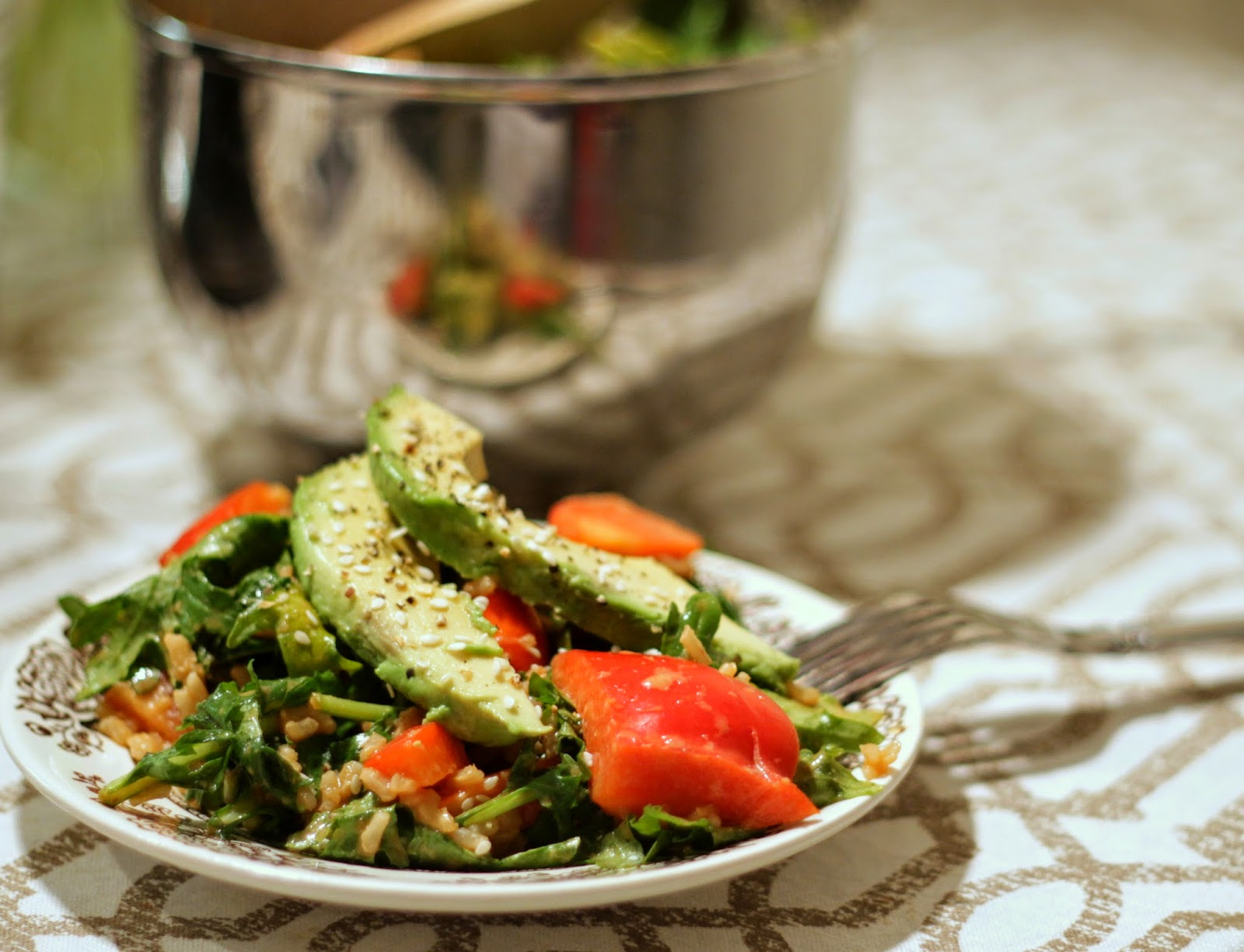 Brunch N' Cupcakes {Kale and Brown Rice Salad with Spicy Tahini Dressing}
