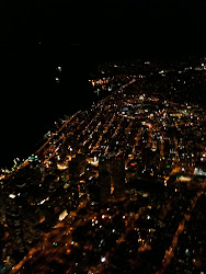 Seattle at night from an airplane