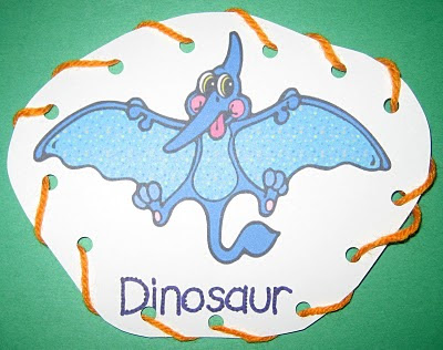 Dinosaur Lacing Cards Preschool