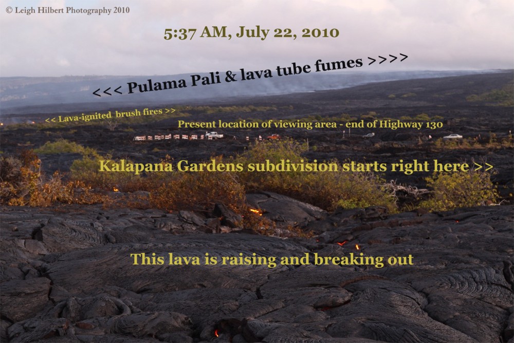 HAWAIIAN LAVA DAILY Lava advancing on two homes Flow plain expanding