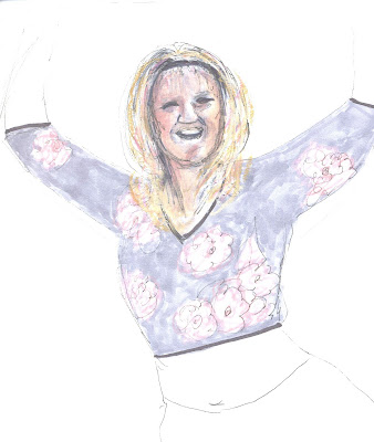 drawing of Liz Blair in belly dancing costume