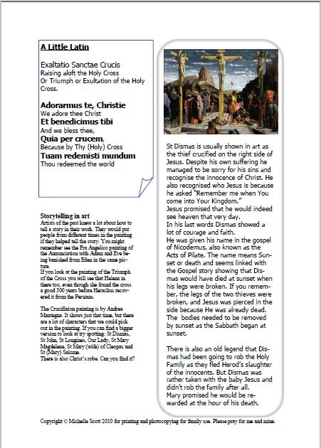 That Resource Site: Worksheets on September Feast Days Triumph of the