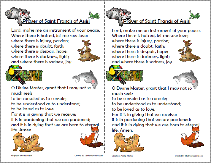 St Francis Of Assisi Prayer For Children