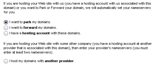 Set Nameservers as Park