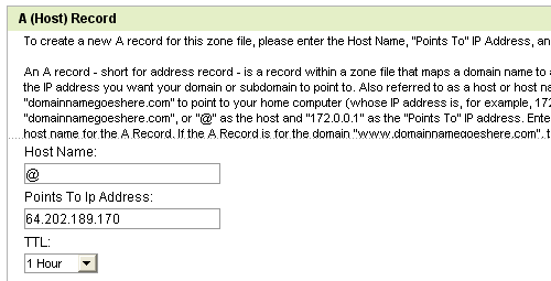 Edit A(Host) Record