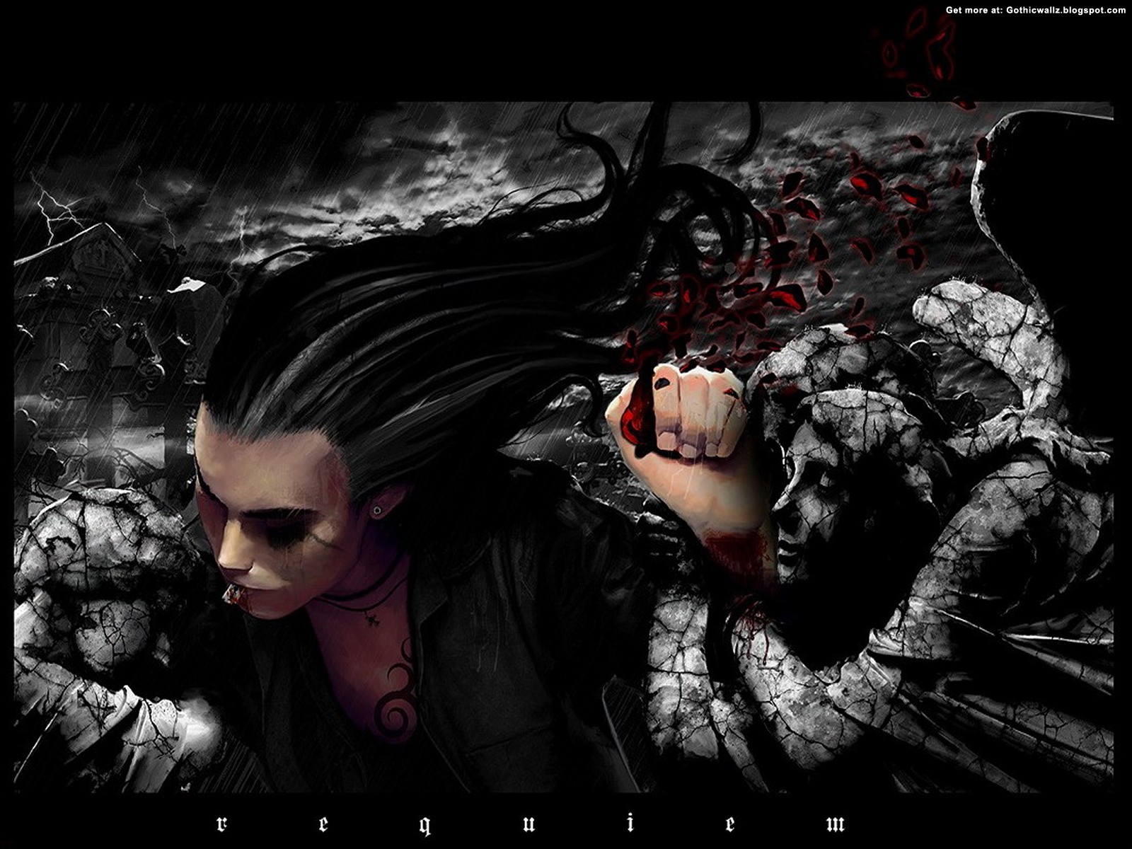 Dark Art Long haired | Gothic Wallpaper Download