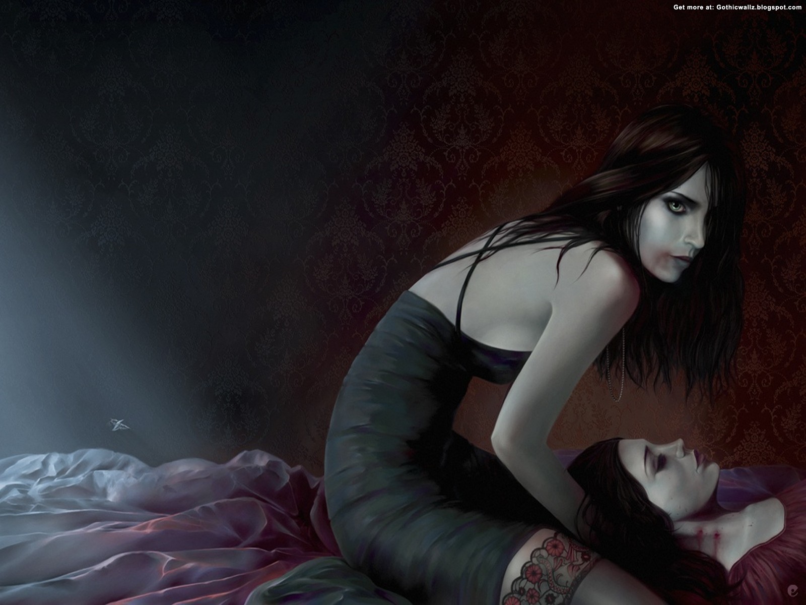 Girl Sucking Blood | Gothic Wallpaper Download