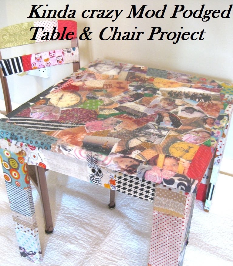 sewhungryhippie Mod Podge Photo Collage Table & scrapbuster Chair