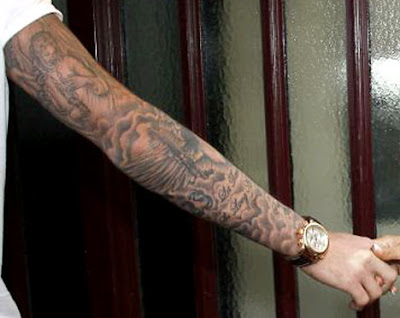 david beckham tattoos pictures. Beckhams Angel back Tattoo