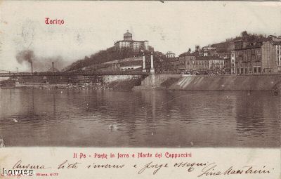 Torino, Ponte in ferro e Monte dei Cappuccini.1903