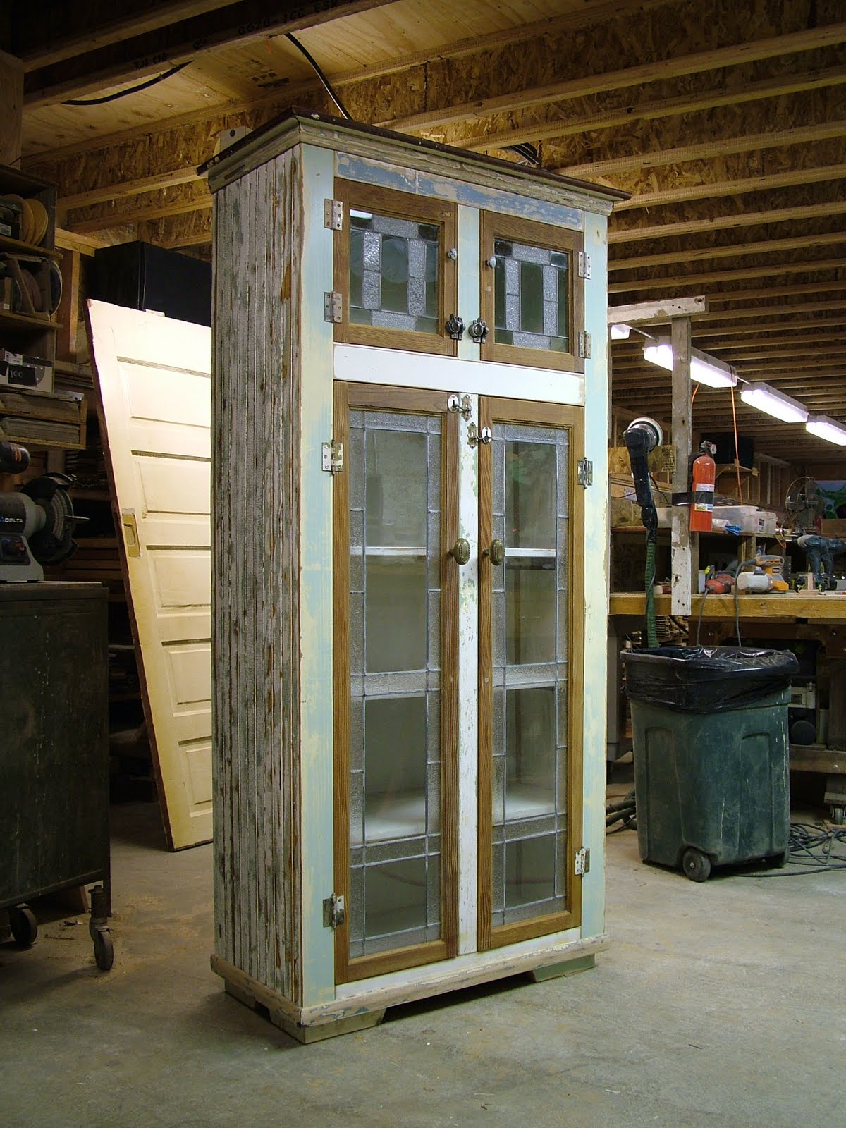 Tall kitchen storage cabinet Pantry Cabiwith Glass Doors