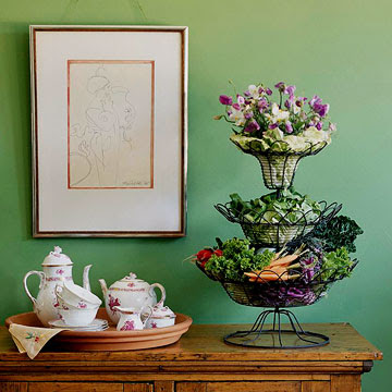 tiered wire metal basket easter setting idea
