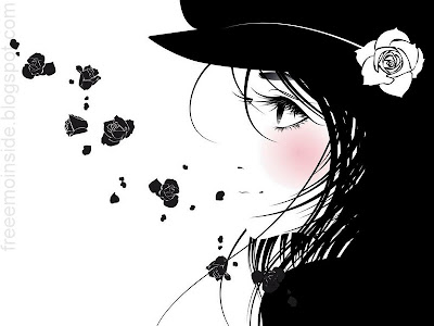 EMO Girl Black and White Roses
