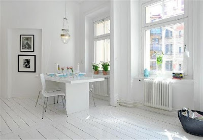 stylish swedish white interior design dining room