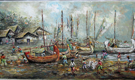 lukisan perkampungan nelayan
