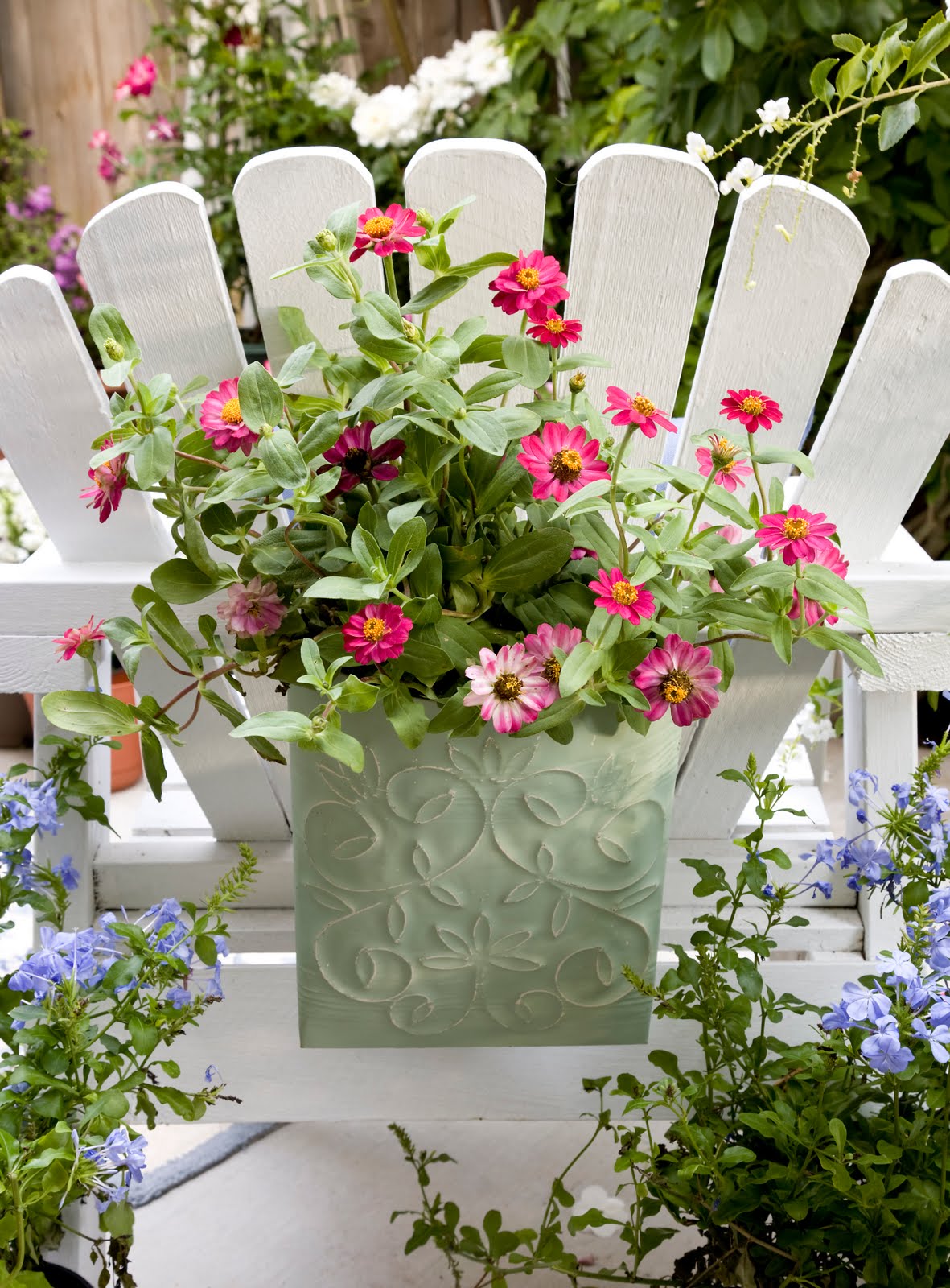 garden chair with flowers