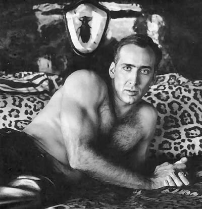 Nicholas Cage poses seductively...