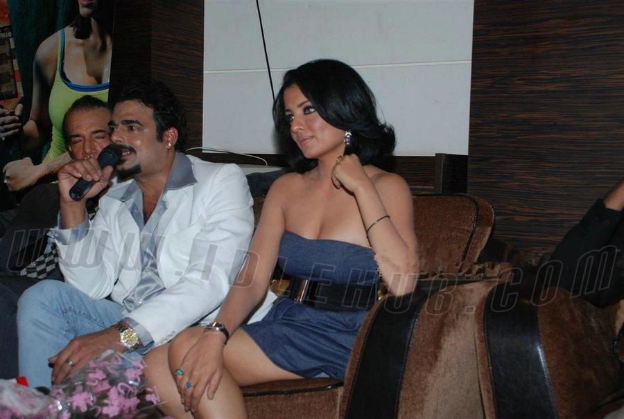 Celina Jaitley super hot cleavage and panty show at film Accident on Hill Road media meet