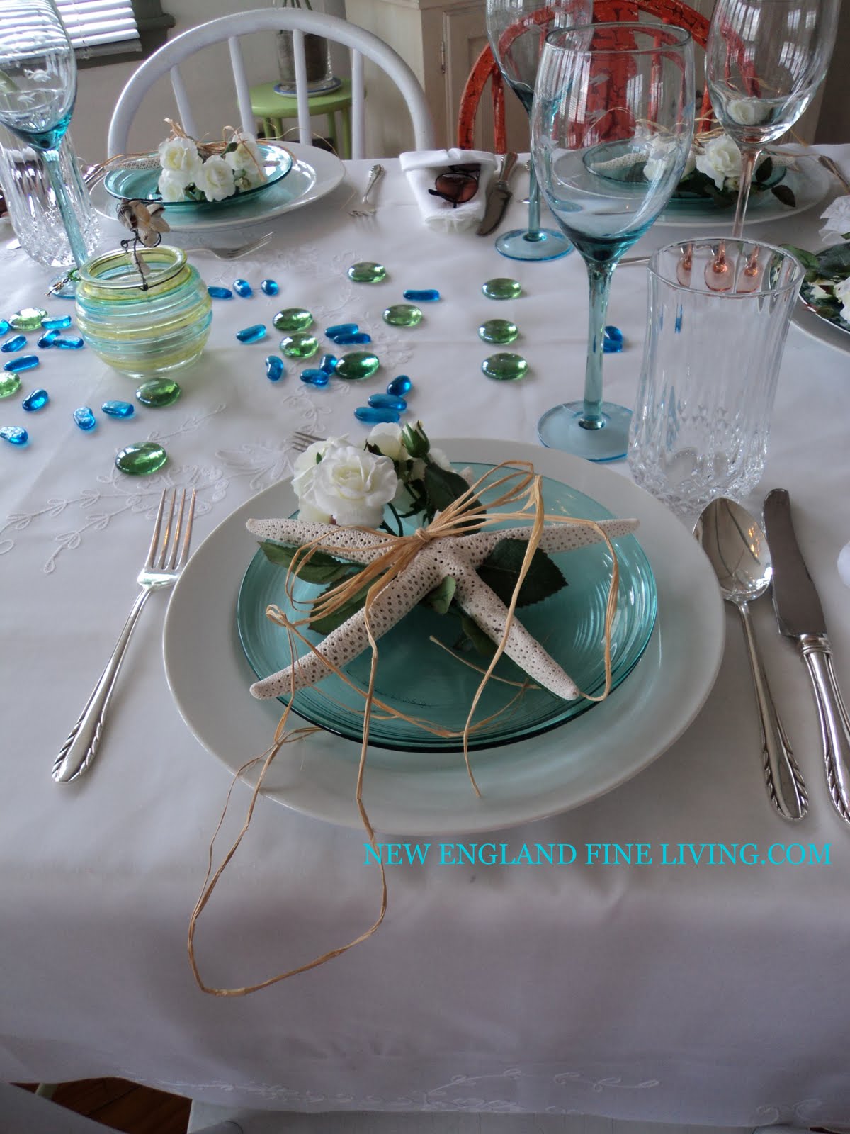 Wedding Table Beach Theme Wedding Table Decorations similiar beach themed banquet table keywords after cutting some of the roses off stem i tied them to the