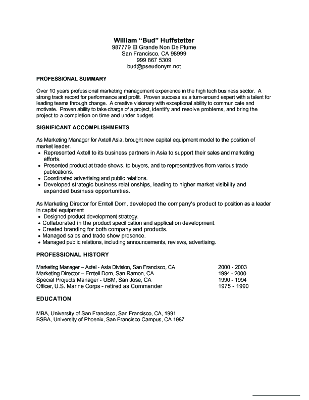 curriculum vitae sample. a