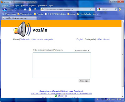 Imagem do VozMe no Firefox.