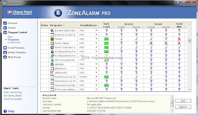 ZoneAlarm Pro Firewall Program Control