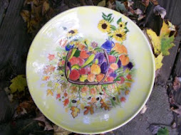 pottery platter --fall in garden