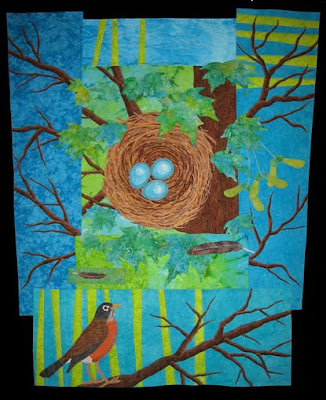 spring red breasted robin quilt quilting