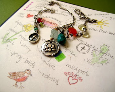 silver charm necklace southwest lotus blossom
