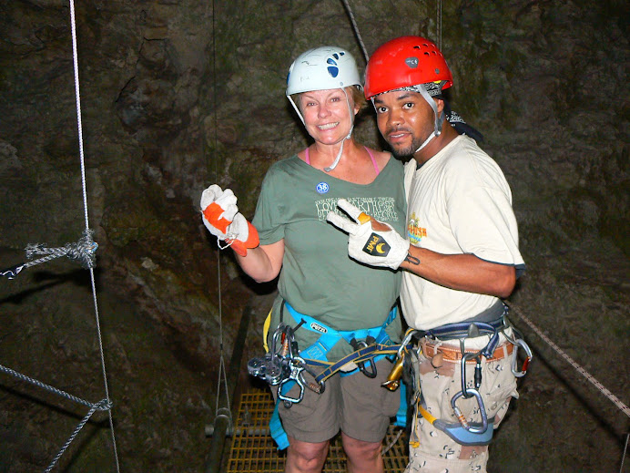 In Belize -- just after a 40 foot vertical descent....