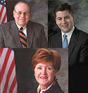 Martin at 10:00, Cawley at 2:00, and Miller at 6:00 - http://www.fairlesskoiz.com/images/headshot-comm.jpg